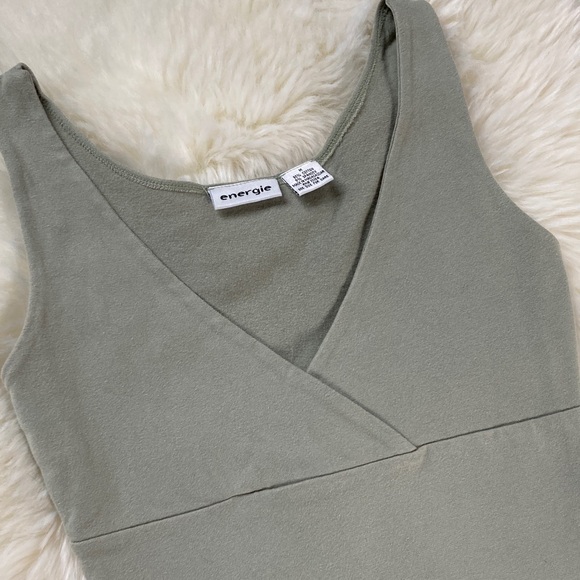 Vintage 90s Y2k Energie Sage Green Faux Wrap Babydoll Soft Girl Tank Top sz M - Picture 3 of 6